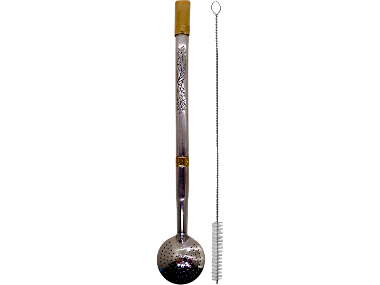 BOMBA INOX CHATA ESTAMPADA OURO C/ ROSCA E BOCAL